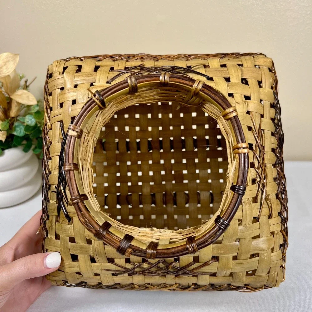 Vintage Japanese KEBANA Bamboo Basket Vase